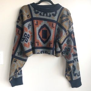 Vintage Cropped Patterned Sweater